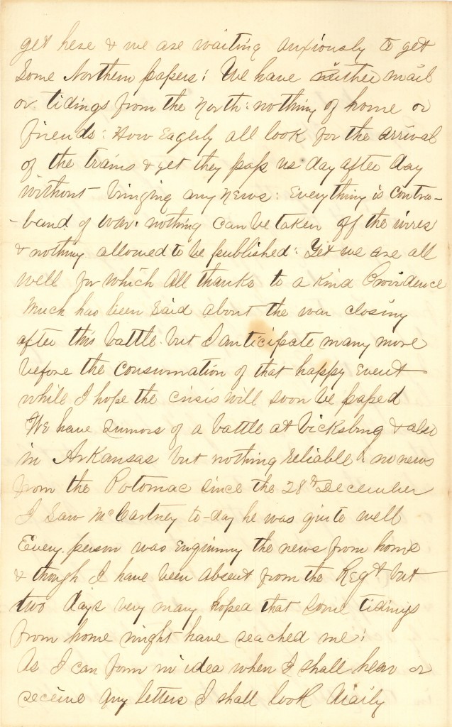 Joseph Culver Letter, January 6, 1863, Page 2