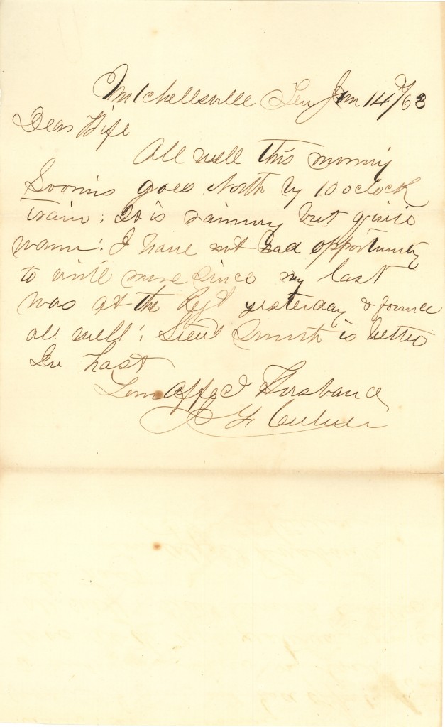 Joseph Culver Letter, January 14, 1863, Page 1