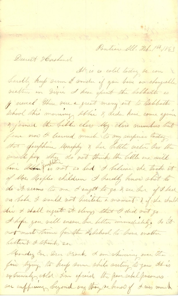 Joseph Culver Letter, February 1, 1863, Page 1