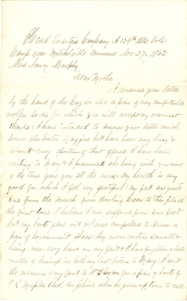 Joseph Culver Letter, November 26, 1862, Page 3