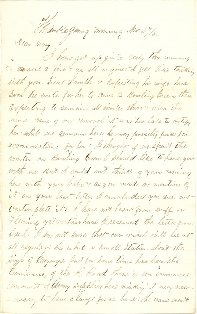 Joseph Culver Letter, November 27, 1862, Page 1