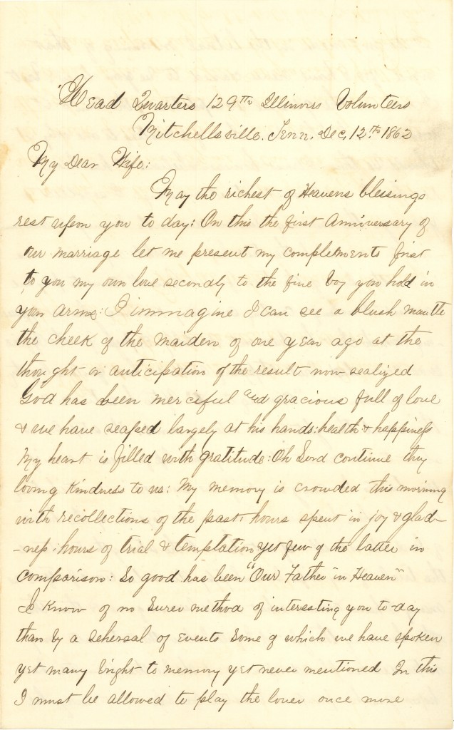 Joseph Culver Letter, December 12, 1862, Page 1