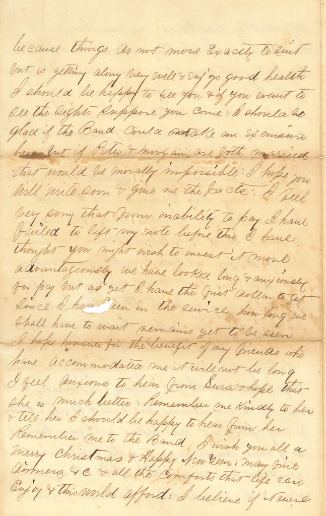 Joseph Culver Letter, December 17, 1862, Page 4