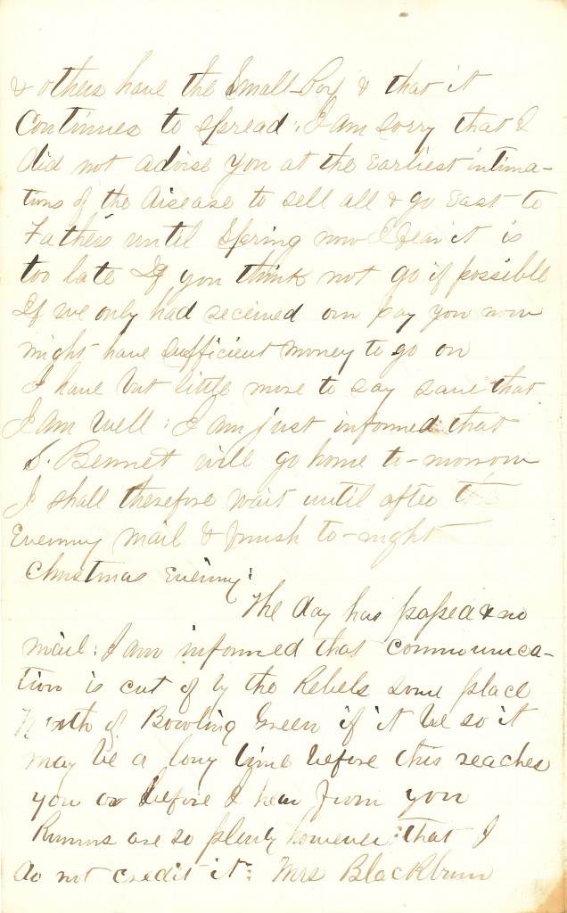 Joseph Culver Letter, December 25, 1862, Page 2