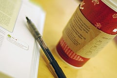 picture of coffee and pen and book