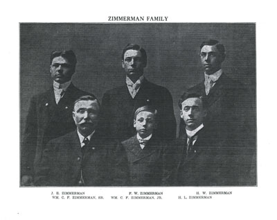 ... men of the ZIMMERMAN family, 1910s. Henry ZIMMERMAN is bottom right