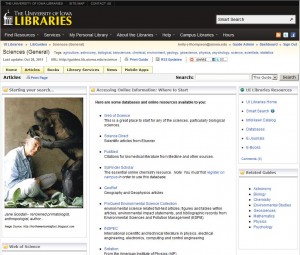 general sciences libguide screenshot