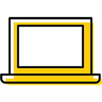 black and gold image of a laptop