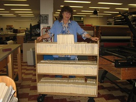 Linda Lundy showing off her completed boxes.