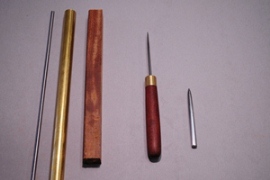 Awl and punch using Ipe wood, steel rod, brass tube 