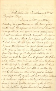 Joseph Culver Letter, January 6, 1863, Page 1