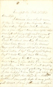 Joseph Culver Letter, October 20, 1862, Page 1