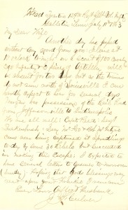 Joseph Culver Letter, July 11, 1863, Page 1