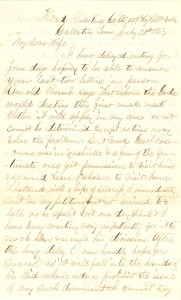 Joseph Culver Letter, July 21, 1863, Page 1