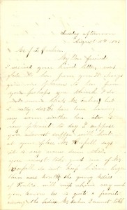 Joseph Culver Letter, August 11, 1863, Page 1