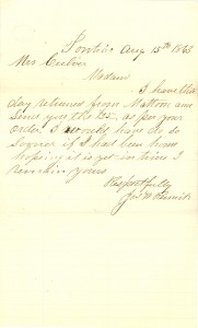 Joseph Culver Letter, August 15, 1863, Page 1