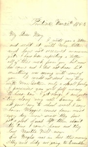 Joseph Culver Letter, March 20, 1863, Page 1