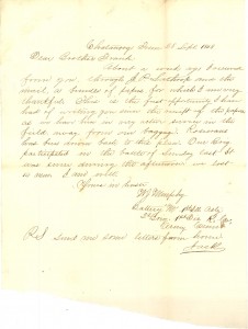 Joseph Culver Letter, September 25, 1863, Page 1