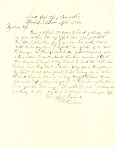 Joseph Culver Letter, April 12, 1864, Page 1