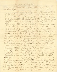 Joseph Culver Letter, April 27, 1864, Page 1