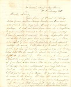Joseph Culver Letter, February 19, 1864, Page 1