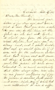 Joseph Culver Letter, March 12, 1864, Page 1
