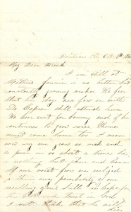 Joseph Culver Letter, October 18, 1862, Page 1