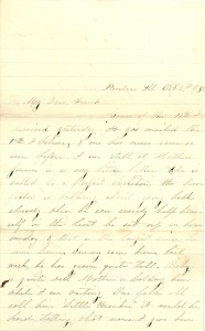 Joseph Culver Letter, October 21, 1862, Page 1