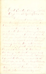 Joseph Culver Letter, October 5, 1862, Page 1