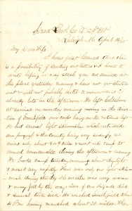 Joseph Culver Letter, April 14, 1865, Page 1