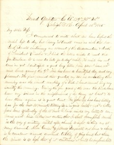 Joseph Culver Letter, April 23, 1865, Page 1