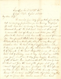 Joseph Culver Letter, April 28, 1865, Page 1