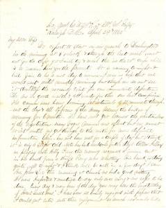 Joseph Culver Letter, April 29, 1865, Page 1
