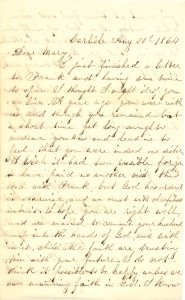 Joseph Culver Letter, August 20, 1864, Page 1