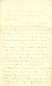Joseph Culver Letter, July 9, 1864, Page 1