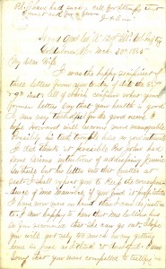 Joseph Culver Letter, March 30, 1865, Page 1