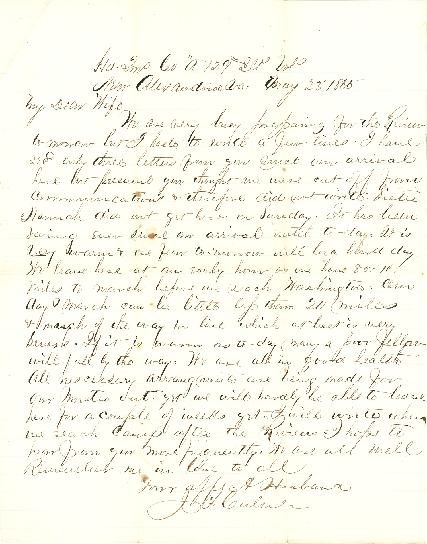 Joseph Culver Letter, May 23, 1865, Page 1