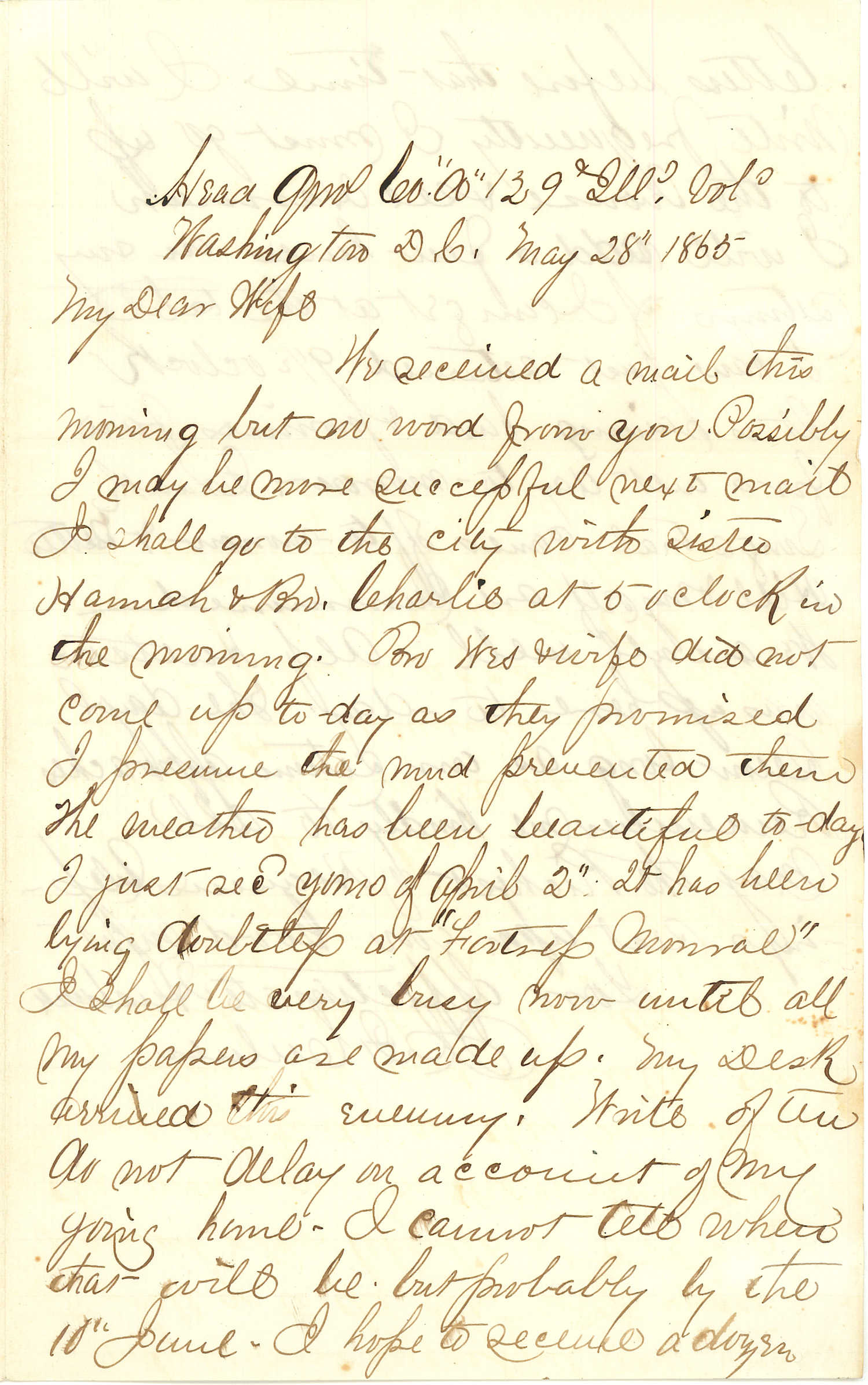 Joseph Culver Letter, May 28, 1865, Letter 2, Page 1