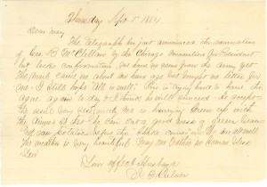 Joseph Culver Letter, September 1, 1864, Page 1