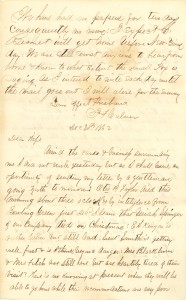 Joseph Culver Letter, December 30, 1862, Page 1