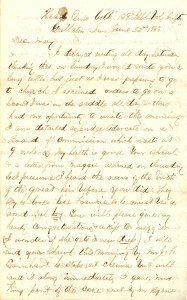 Joseph Culver Letter, June 22, 1863, Page 1