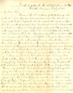 Joseph Culver Letter, July 26, 1863, Page 1