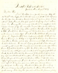 Joseph Culver Letter, August 28, 1863, Letter 2, Page 1