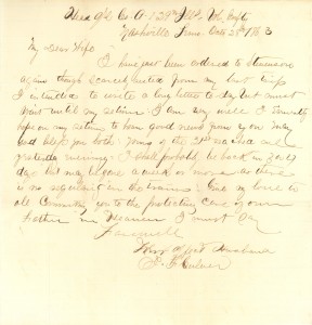 Joseph Culver Letter, October 28, 1863, Page 1