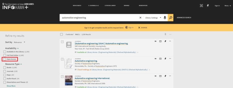 Finding Open Access Materials – Lichtenberger Engineering Library