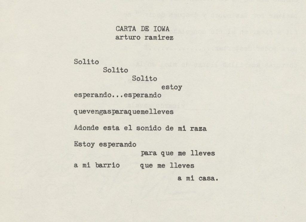 A white page with a typewritten poem in Spanish.