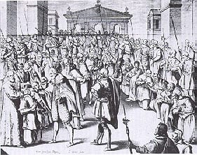Andre Du Laurens (1558-1609). Des mirabili strumas sanandi vi solis Galliae regibus christianissimis divinitus concessa liber unus. Paris: Apud Marcum Orry, 1609. [xv] 307 (misnumbered 293), [18] pp., fold. Plate. 17.5 Limp vellum.
