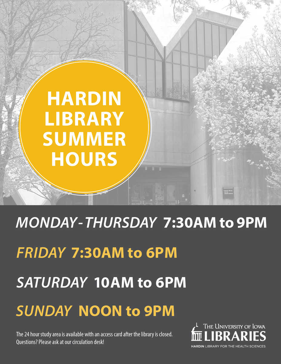 picture with hours see https://www.lib.uiowa.edu/hardin/contact/ for hours