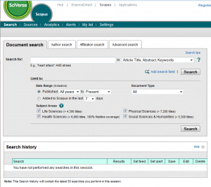 Screen shot of the Scopus Interface