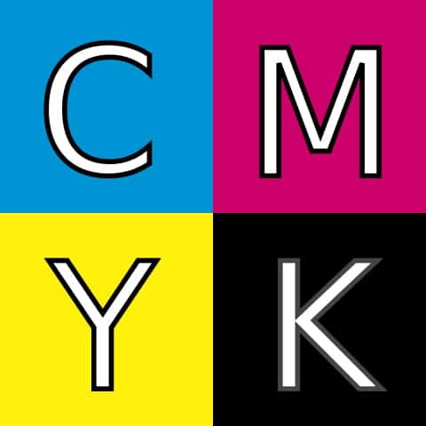 C M Y K on colored background